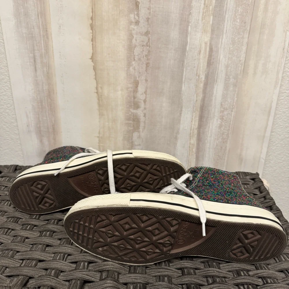 JW Anderson & Converse Glitter High-Top Sneakers - Black and Multicolor - Picture 6 of 8